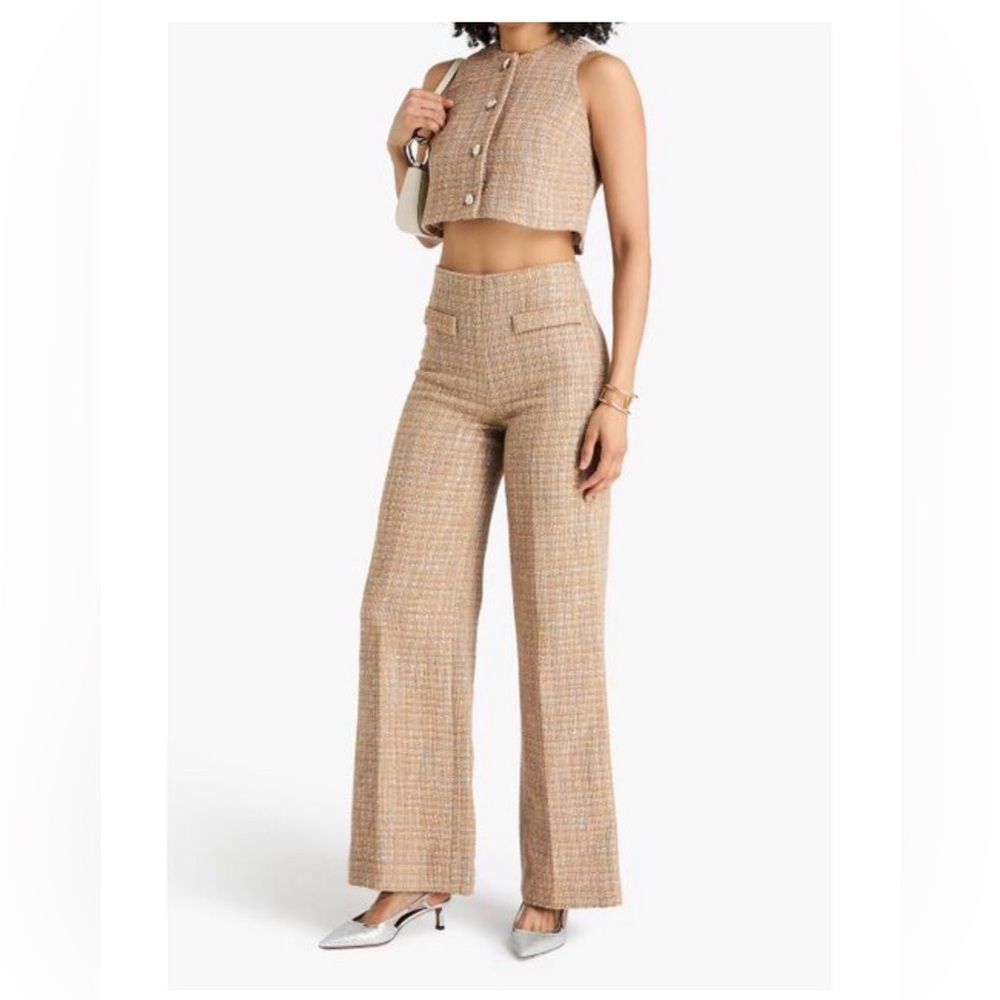 Sandro Beige 2 piece Tweed Vest + Wide Leg Pants whole SET NWT originally $800+